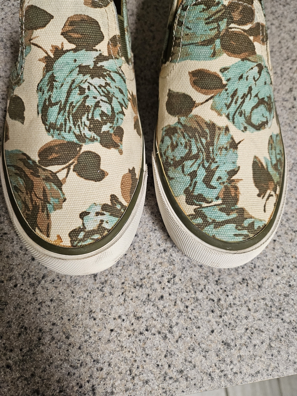 Tory Burch Floral Canvas Slip-On Sneakers in Cream, Mint & Brown - Picture 14 of 16